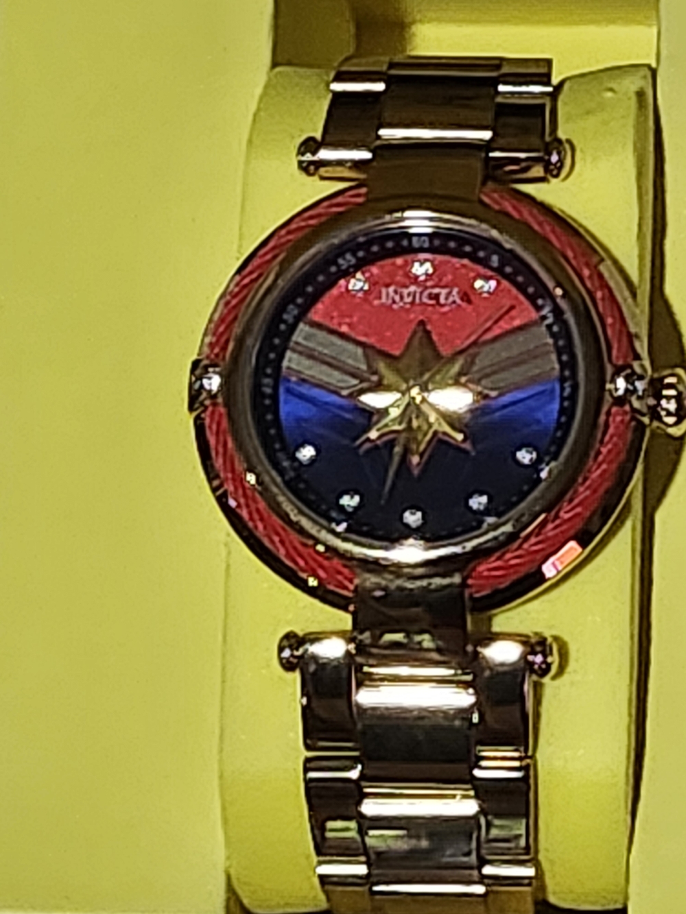 Invicta Gold-Tone Women's Watch with Red and Blue Dial